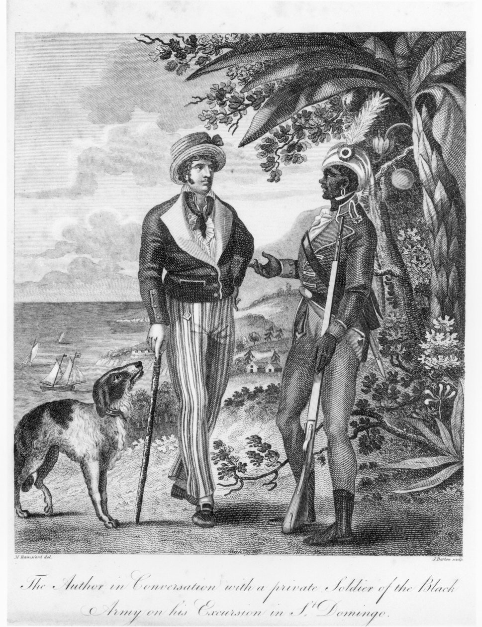 Kapten Marcus Rainsford (c.1750-c.1805) med en privat soldat från Black Army, frontispice till 
