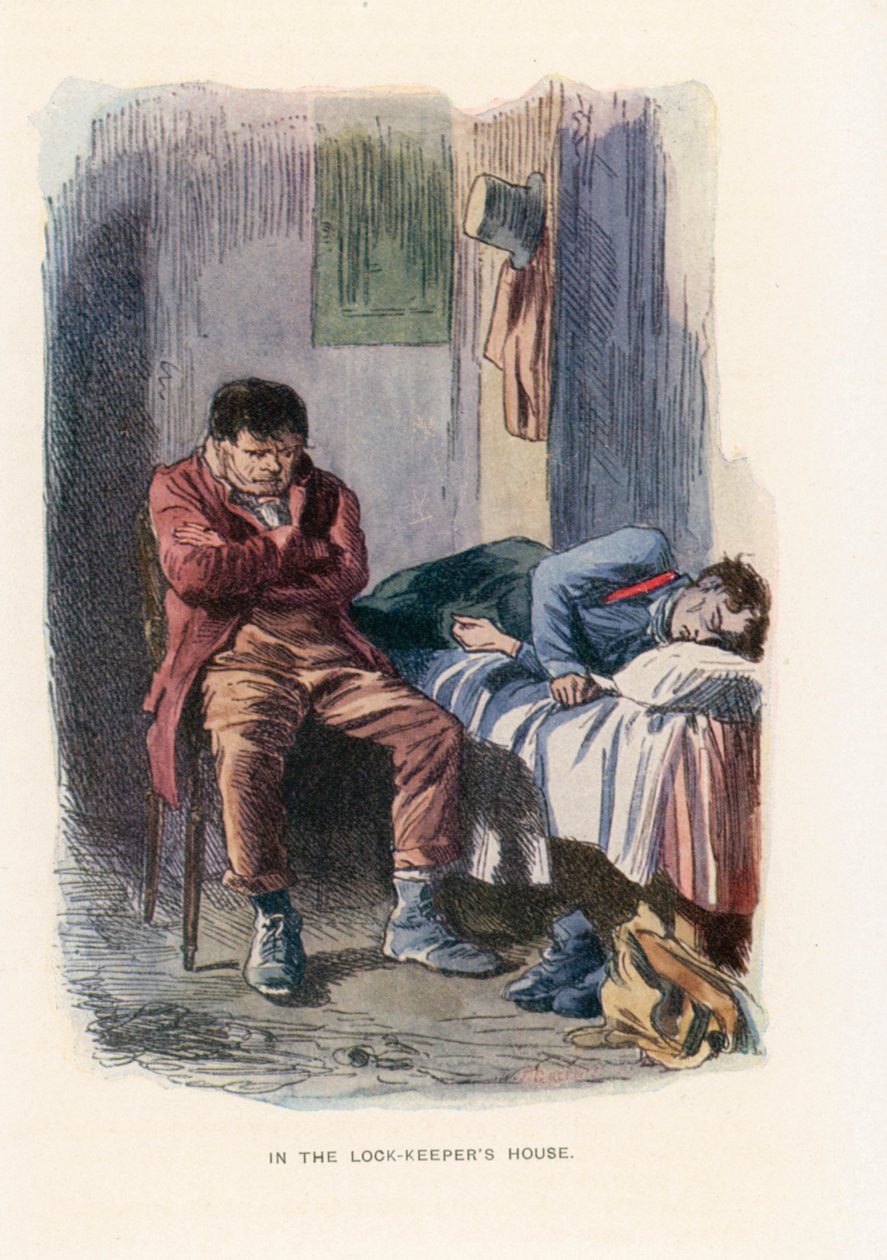 Illustration till Our Mutual Friend (färglitografi) av Marcus (after) Stone
