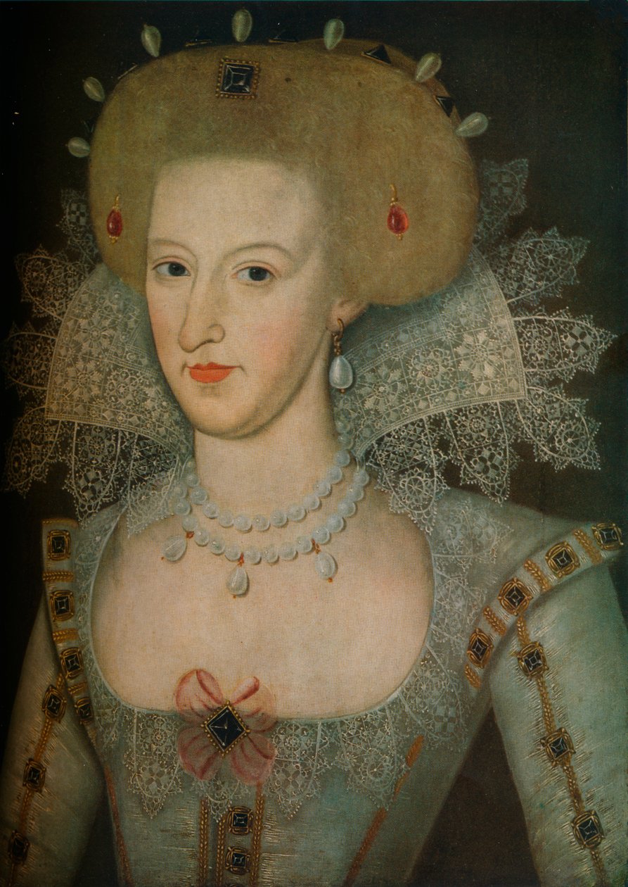 Anne av Danmark 1574-1619, drottningkonsort till kung James I, 1600-talet av Marcus Garret Gheeraerts the Younger