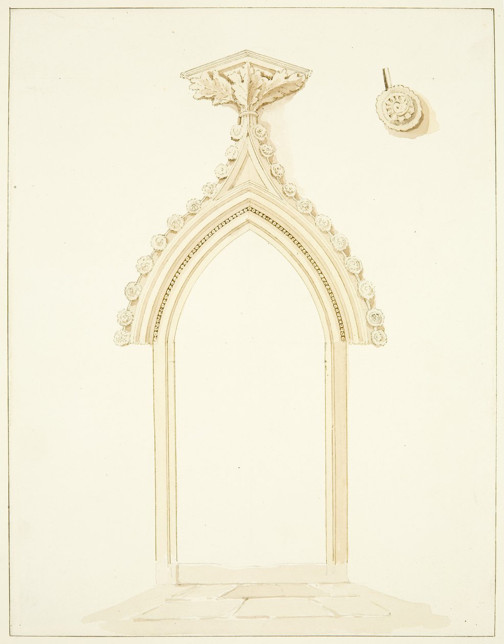 Dörröppningen till Vestry Room of Bristol Cathedral (penna och akvarell på papper) av Marcus H. Homes