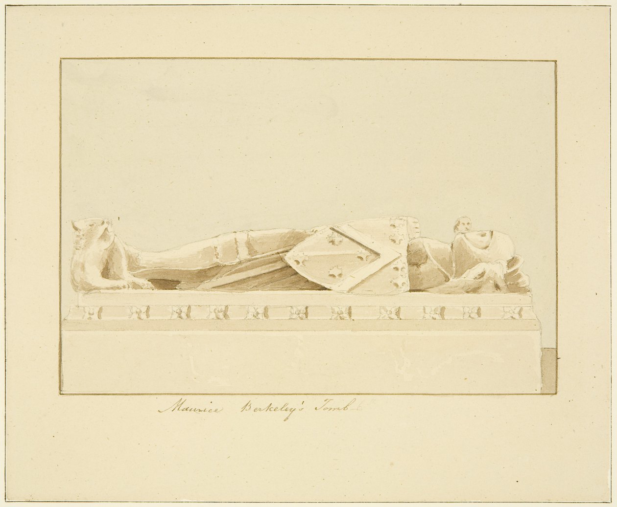 Effigy of Maurice, 7th Earl of Berkeley, i Bristol Cathedral (penna och akvarell på papper) av Marcus H. Homes