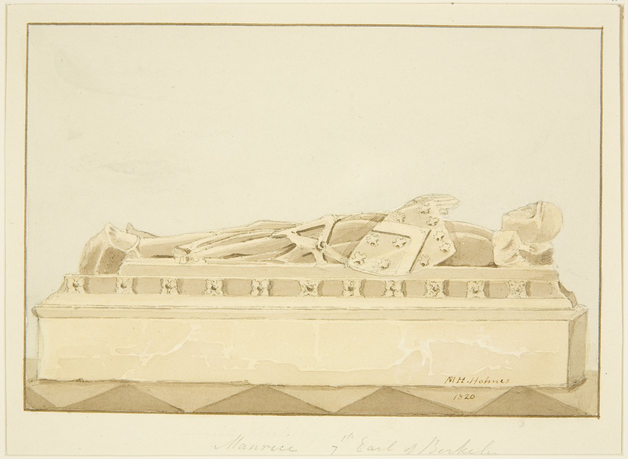 Effigy of Maurice, 7th Earl of Berkeley i Bristol Cathedral (penna och akvarell på papper) av Marcus H. Homes