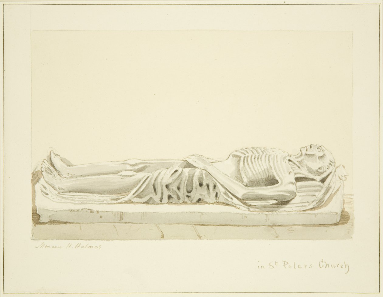 Effigy på ett monument i Peterskyrkan (penna och akvarell på papper) av Marcus H. Homes