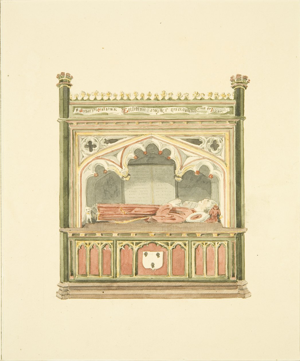 Monument till William Canynges i St Mary Redcliffe (penna och akvarell på papper) av Marcus H. Homes