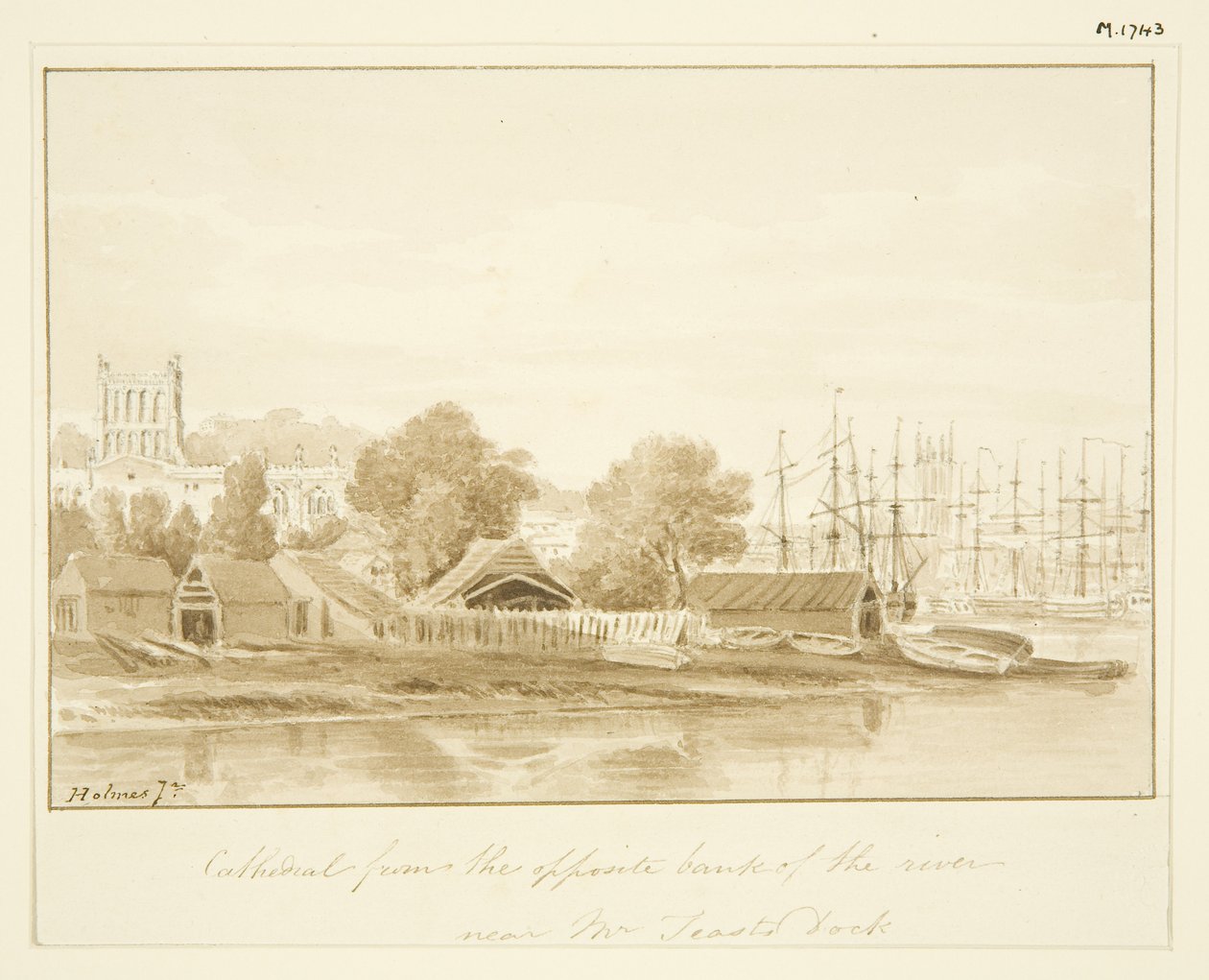South View of Bristol Cathedral (penna och akvarell på papper) av Marcus H. Homes