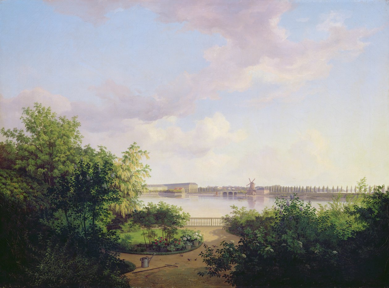 Johannes Amsincks trädgård på Binnenalster, 1837 av Marcus Johann Haeselich