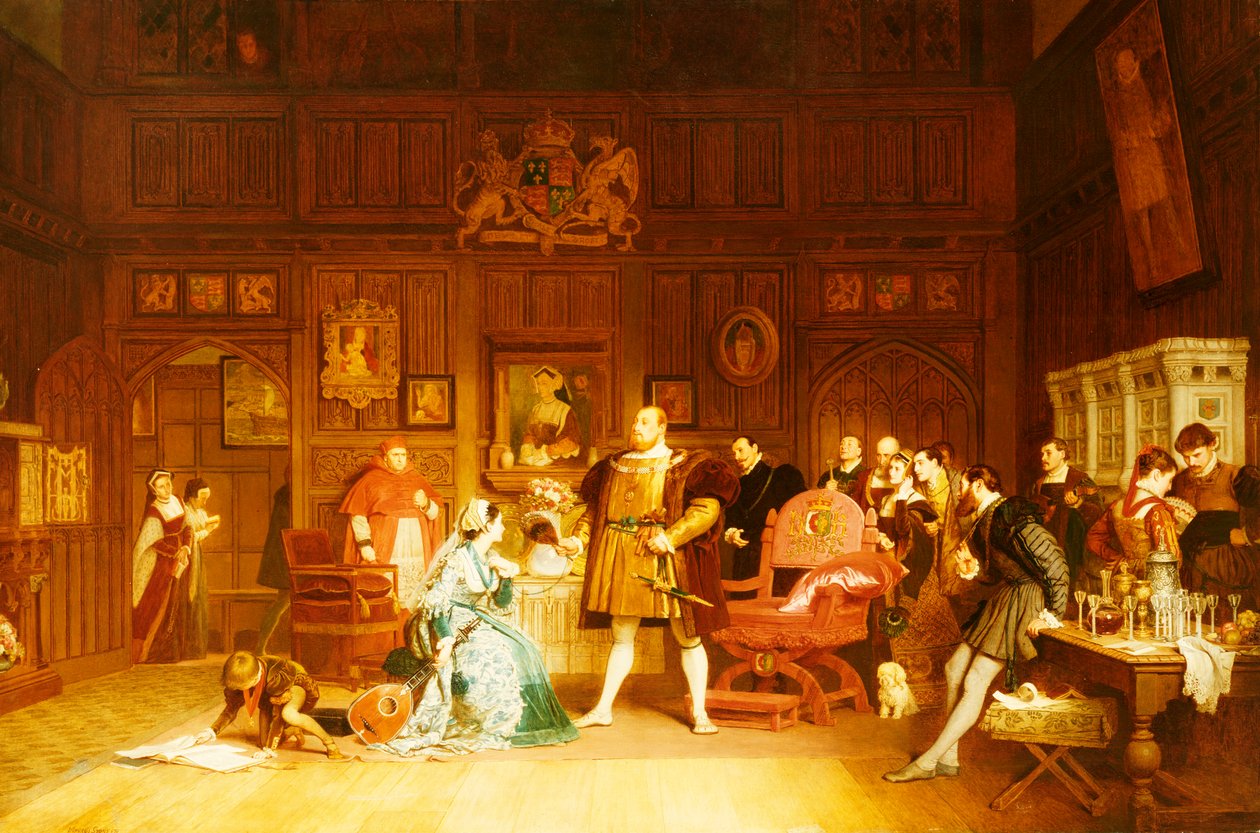 Henry VIII och Anne Boleyn observerade av drottning Katherine, 1870 av Marcus Stone