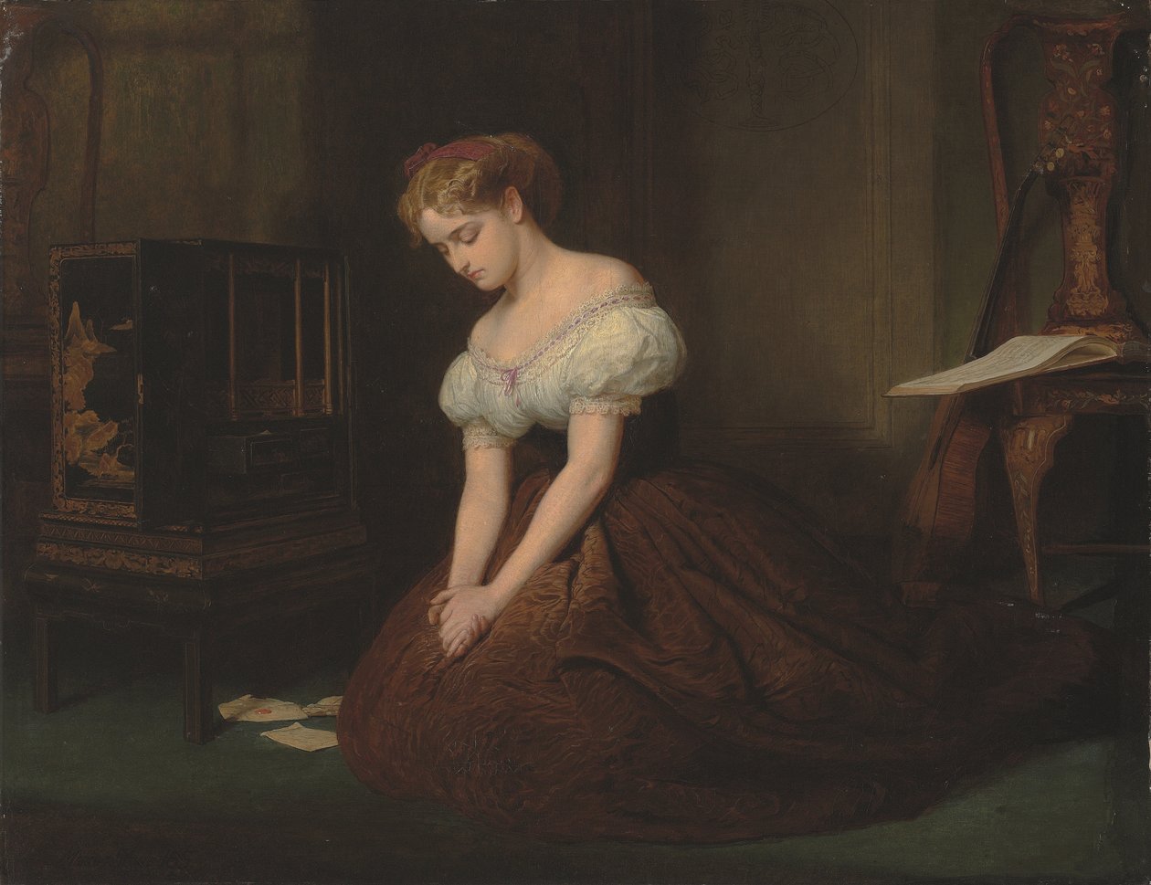 De gamla breven "Jag sökte efter det som inte är, inte kan vara, etc." - Christina Rossetti av Marcus Stone