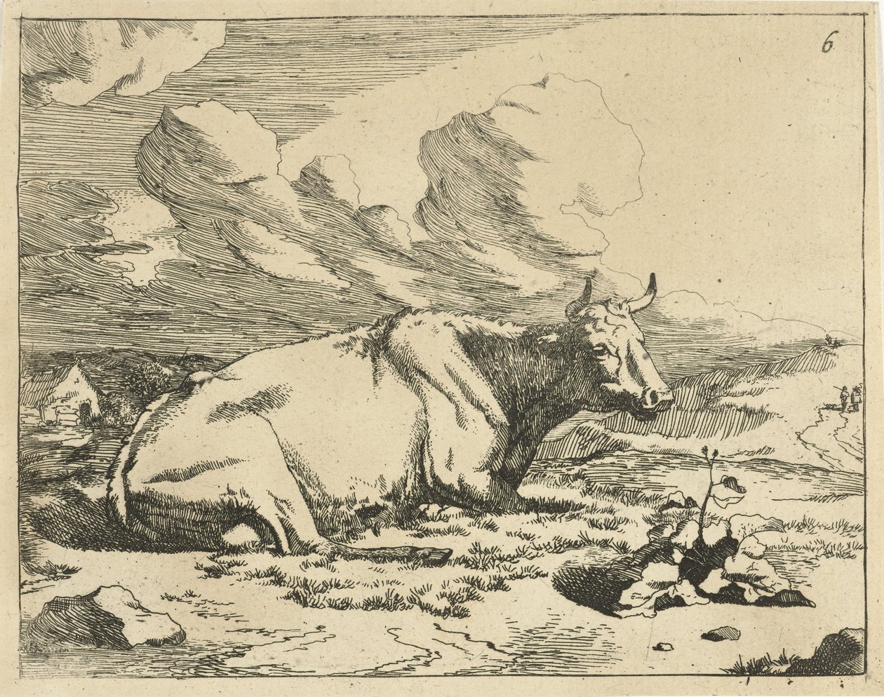 Liggande ko, i profil Cows and Bulls (serietitel) av Marcus de Bye