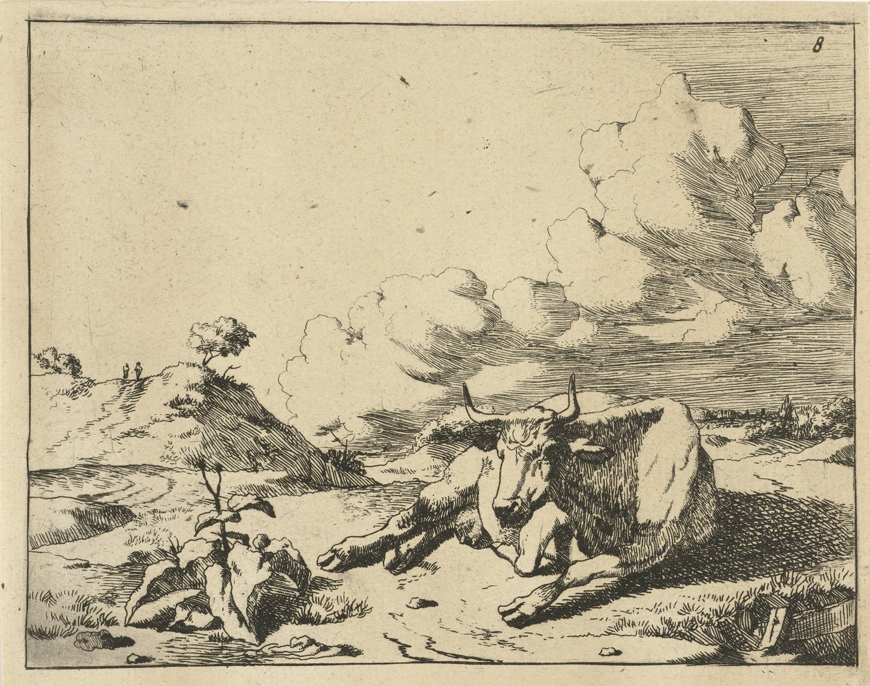 Liggande ko sedd framifrån Cows and Bulls (serietitel) av Marcus de Bye
