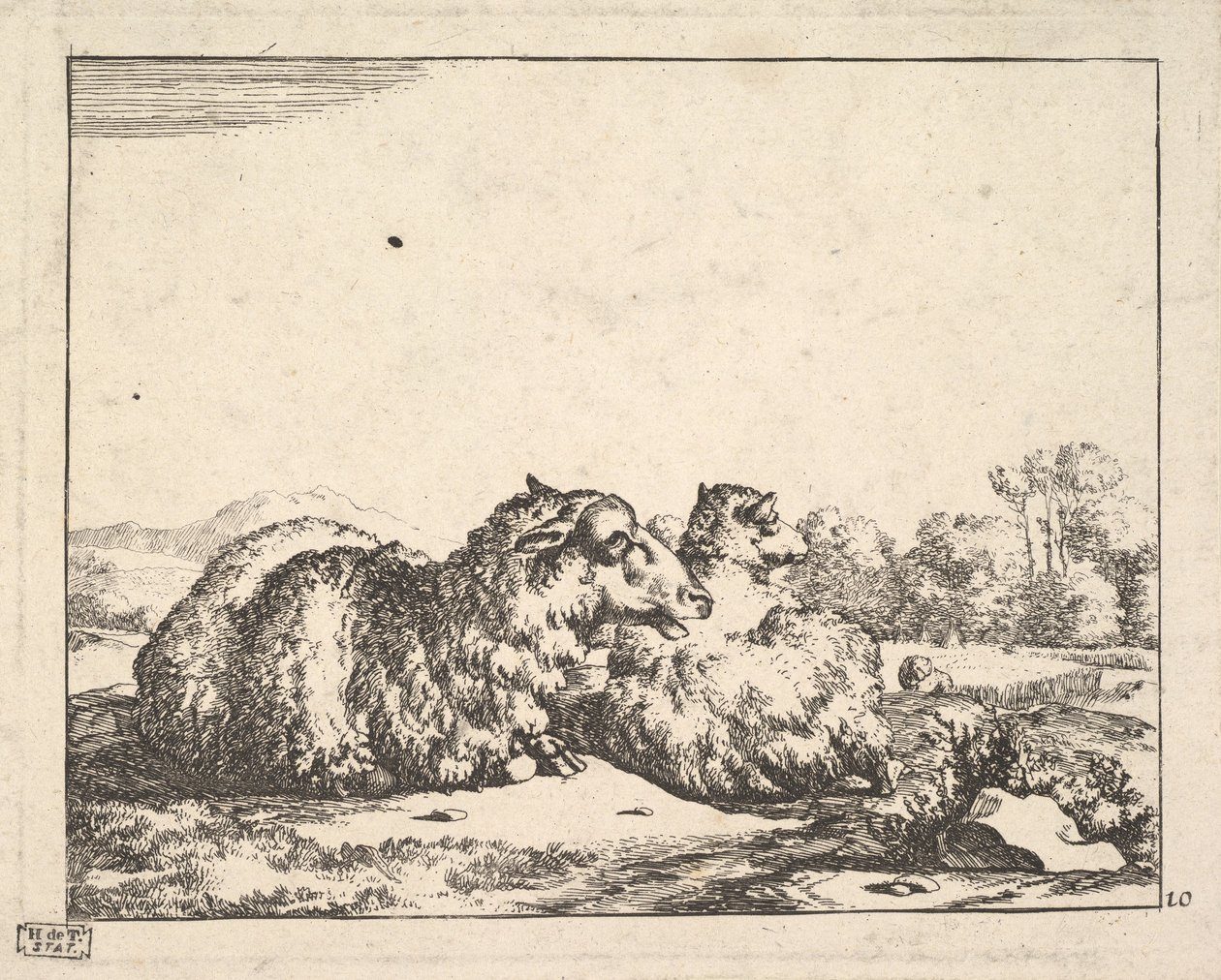 Får, från en uppsättning av 16 tallrikar, 1664. av Marcus de Bye