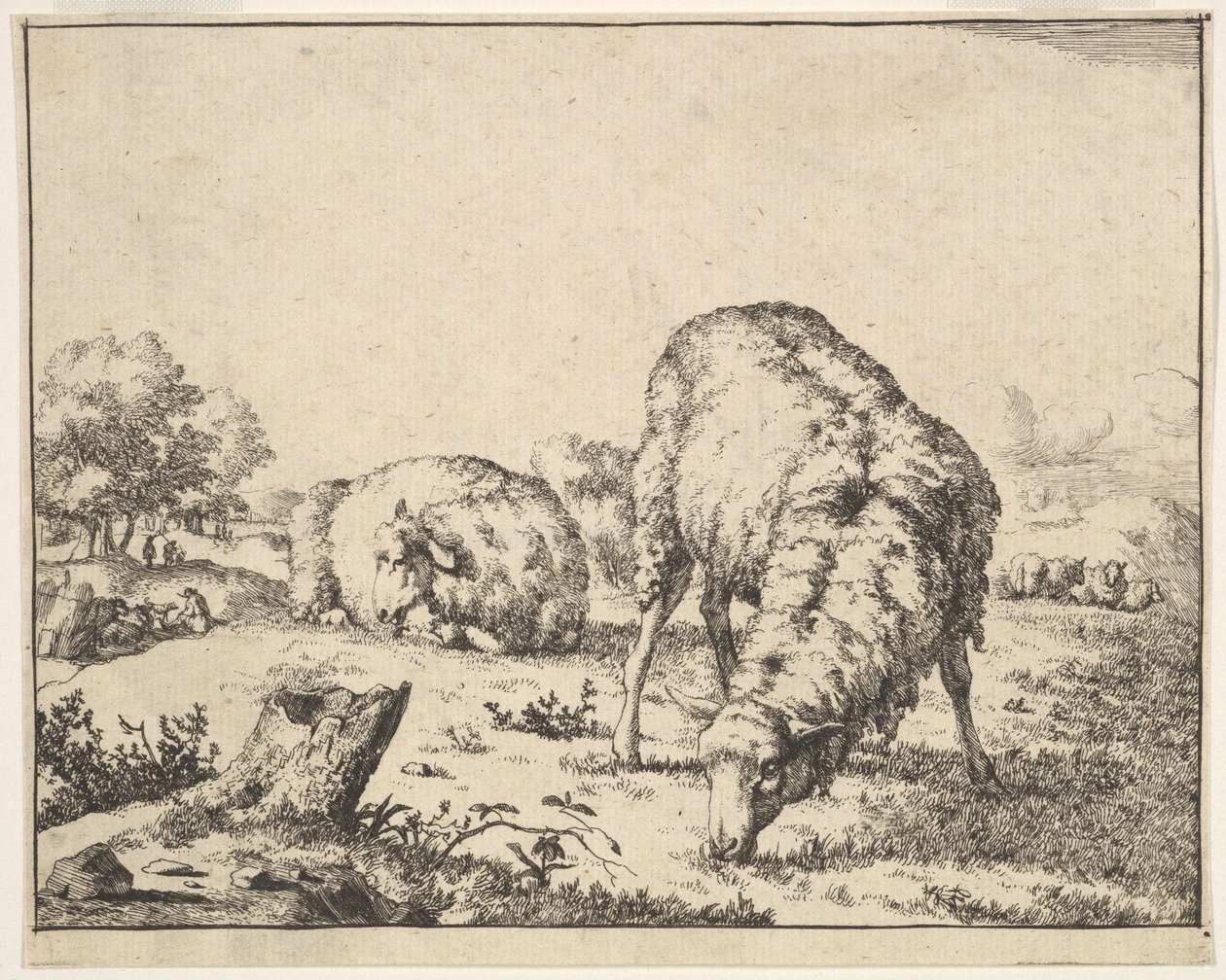 Får, från en uppsättning av 16 tallrikar, 1664. av Marcus de Bye