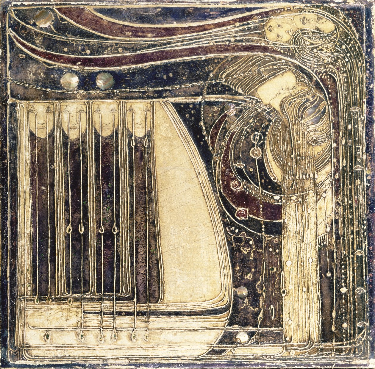 The Opera of the Sea, ca 1902 (inlagd gessopanel) av Margaret MacDonald Mackintosh