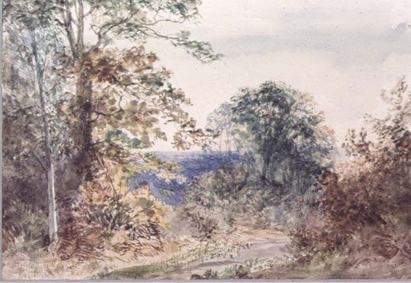 Landskapsstudie från naturen av Margaret Sarah Carpenter