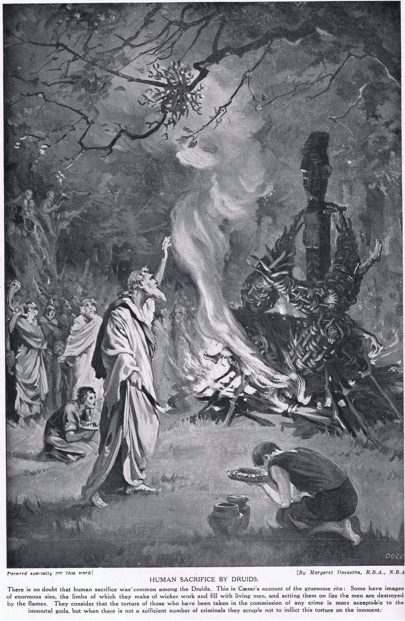 Druidernas människooffer, illustration från "Hutchinson