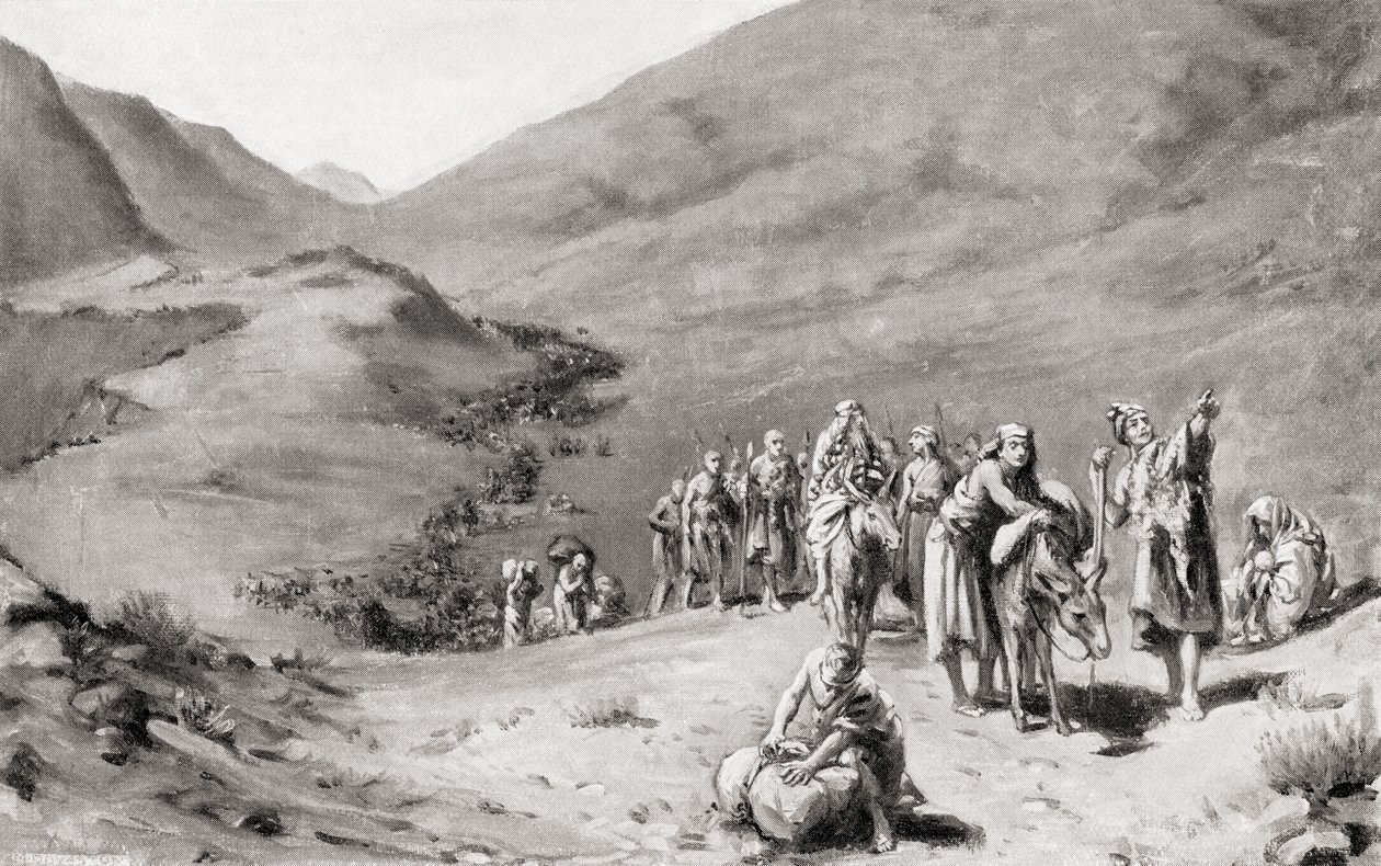 Migration av de sumeriska stammarna, från Hutchinsons History of the Nations, pub.1915 av Margaret (after) Dovaston