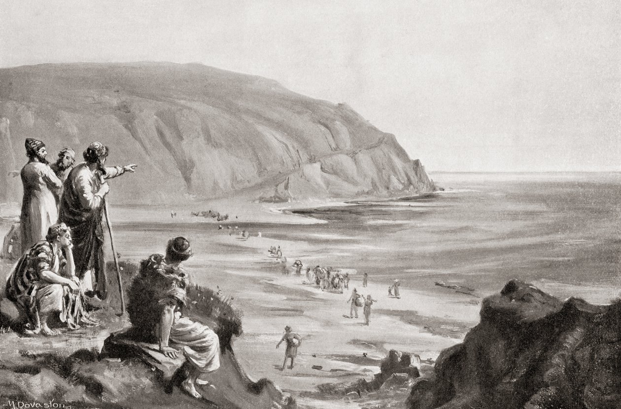Feniciernas ankomst till Medelhavets östra stränder, ca 1500 f.Kr., ur Hutchinson