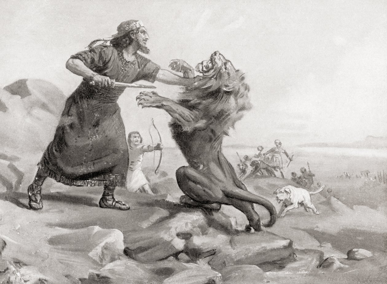 Tiglath-Pileser dräper ett lejon, från Hutchinson