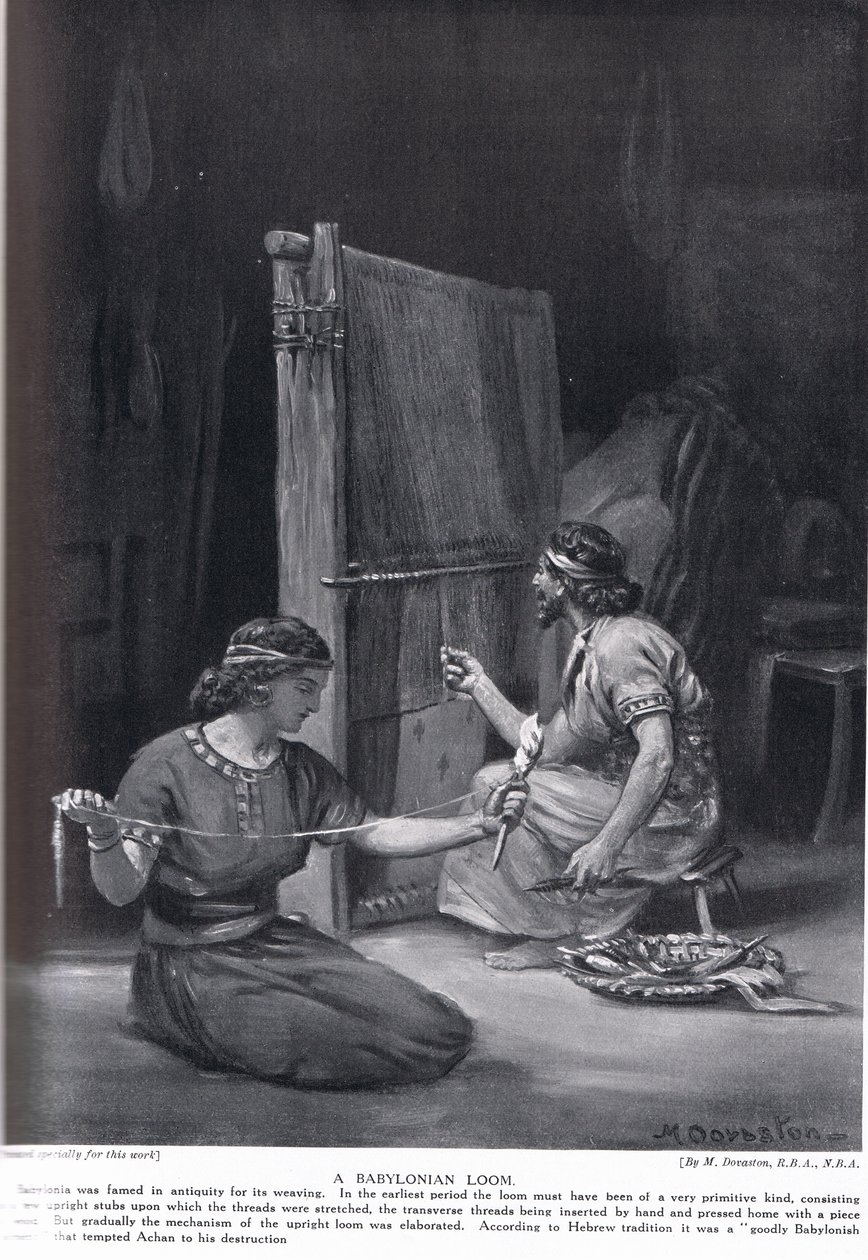 En babylonisk vävstol, illustration från "Hutchinson