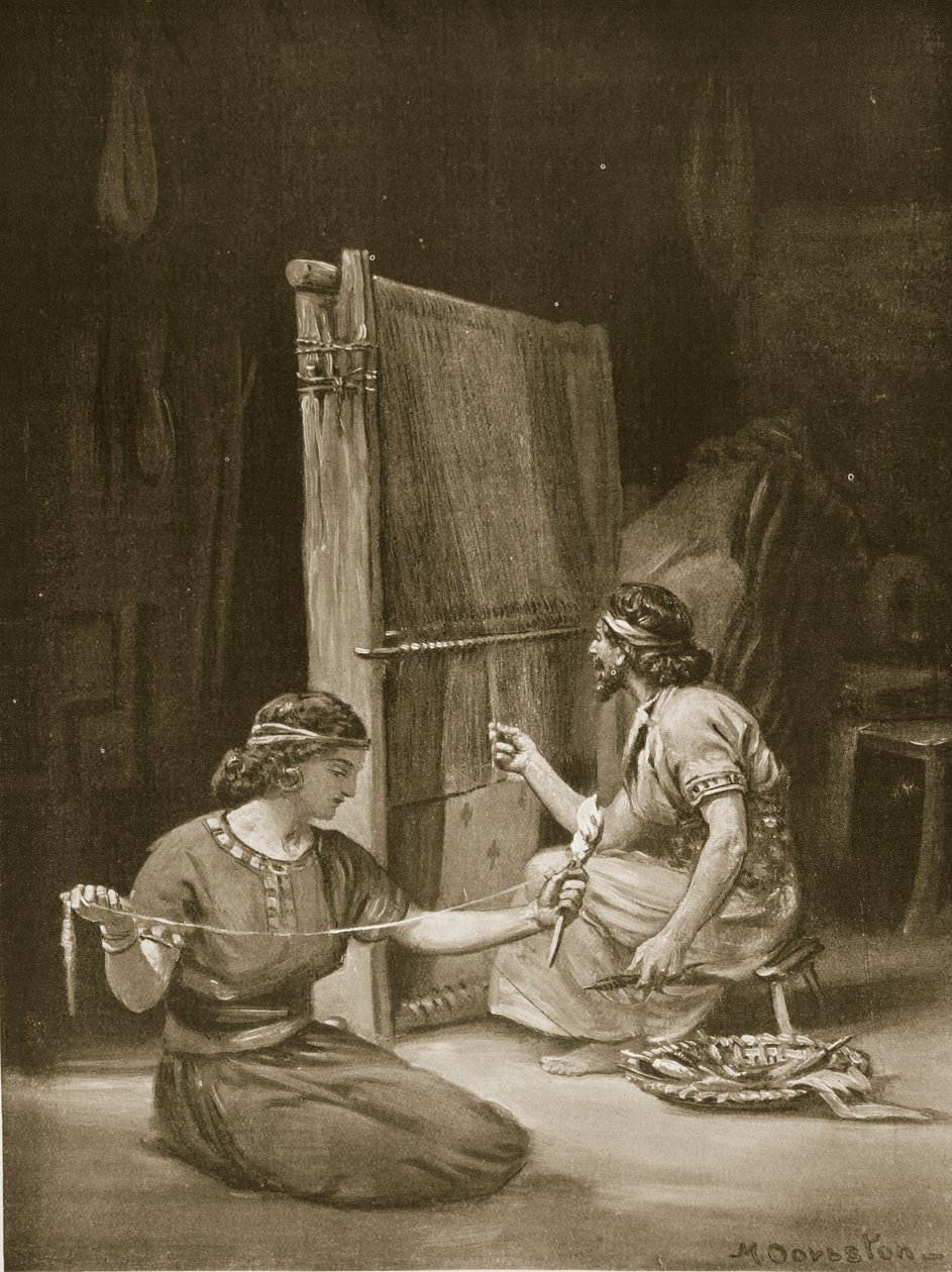 En babylonisk vävstol, illustration från "Hutchinson