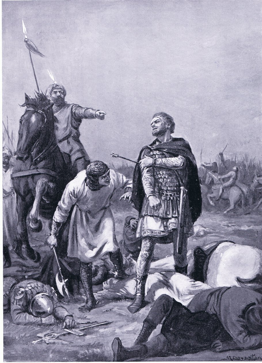 Alp Arslantis erövring av kejsaren Romanus Diogenes 1071 e.Kr. (litografi) av Margaret Dovaston