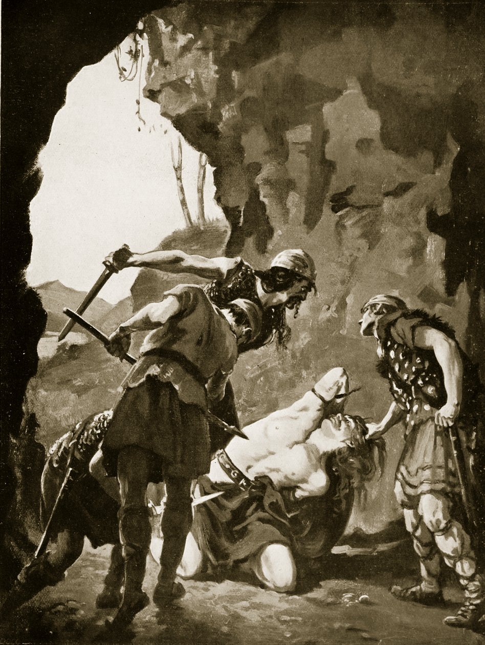 Konstantin II dödad av danskarna, 881 e.Kr., illustration från "Hutchinson