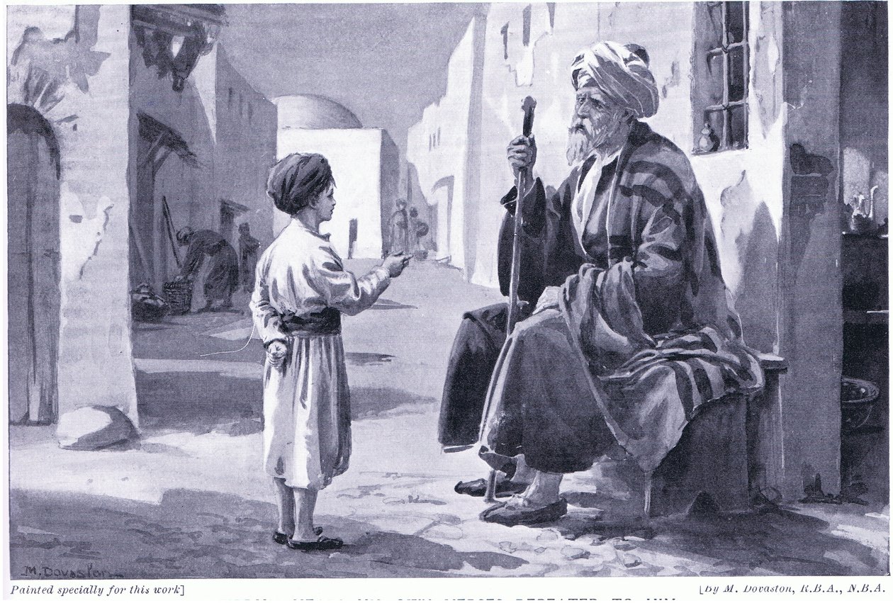 Ferdusi (941-1020 e.Kr.) hör sina egna verser upprepas för sig (litografi) av Margaret Dovaston