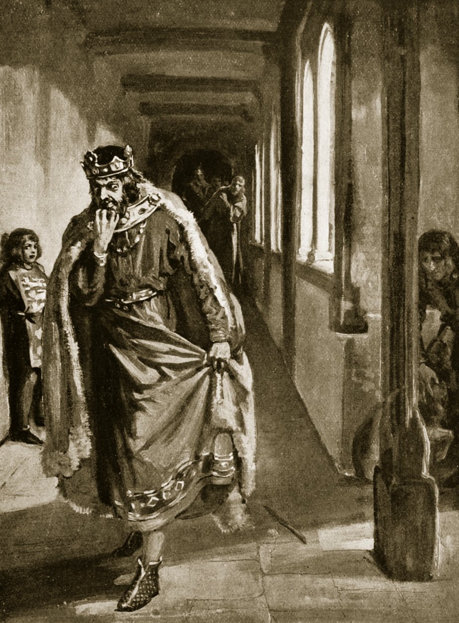 Johannes ilska när han undertecknade Magna Carta, illustration från "Hutchinson