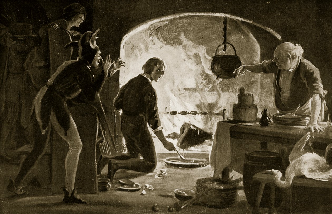 Lambert Simnel i köket, illustration från "Hutchinson