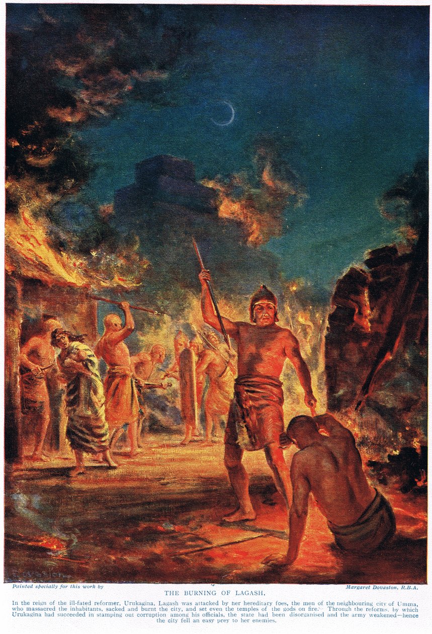 Bränningen av Lagash, illustration från "Hutchinson