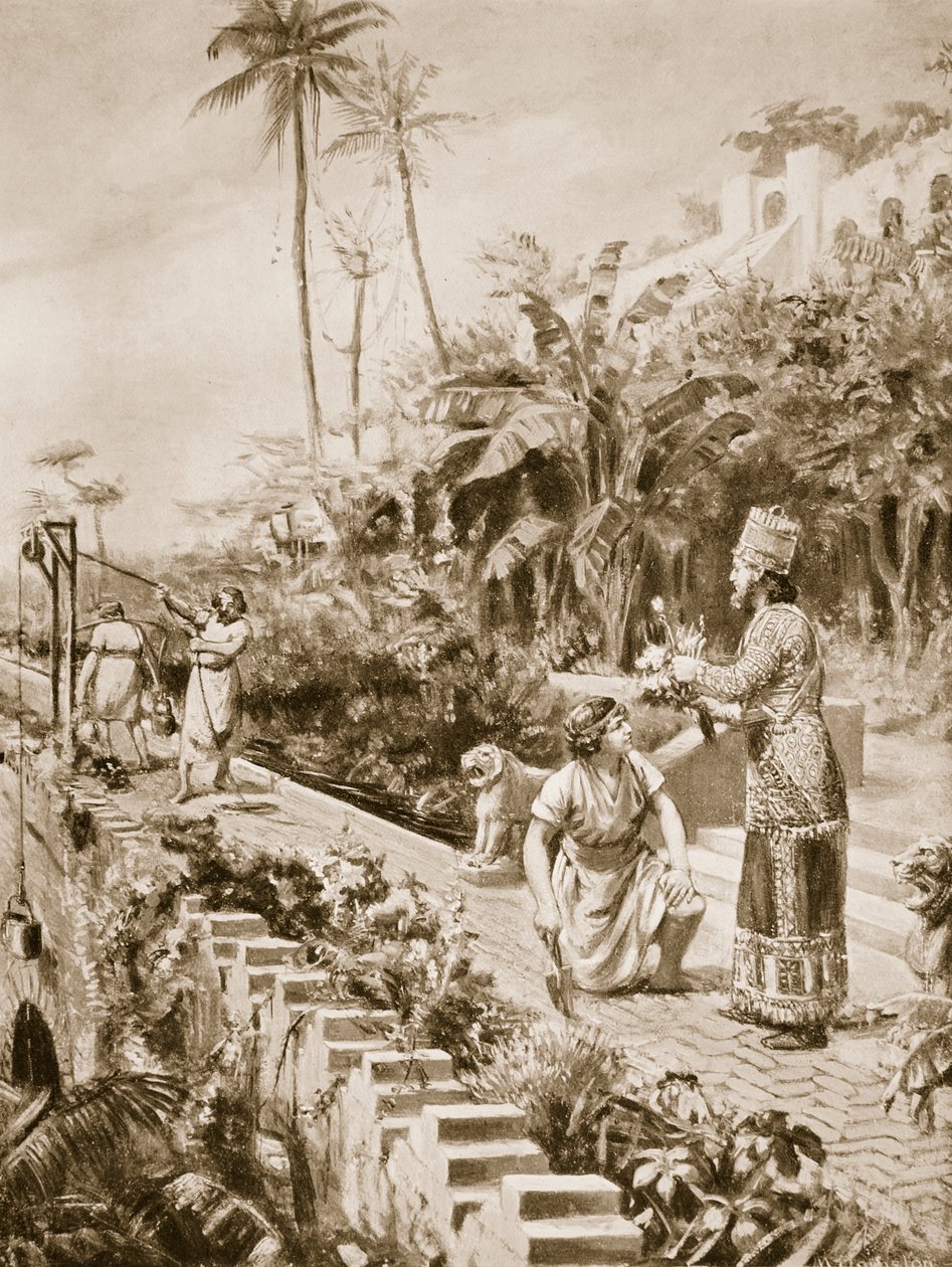 Babylons hängande trädgårdar, illustration från "Hutchinson