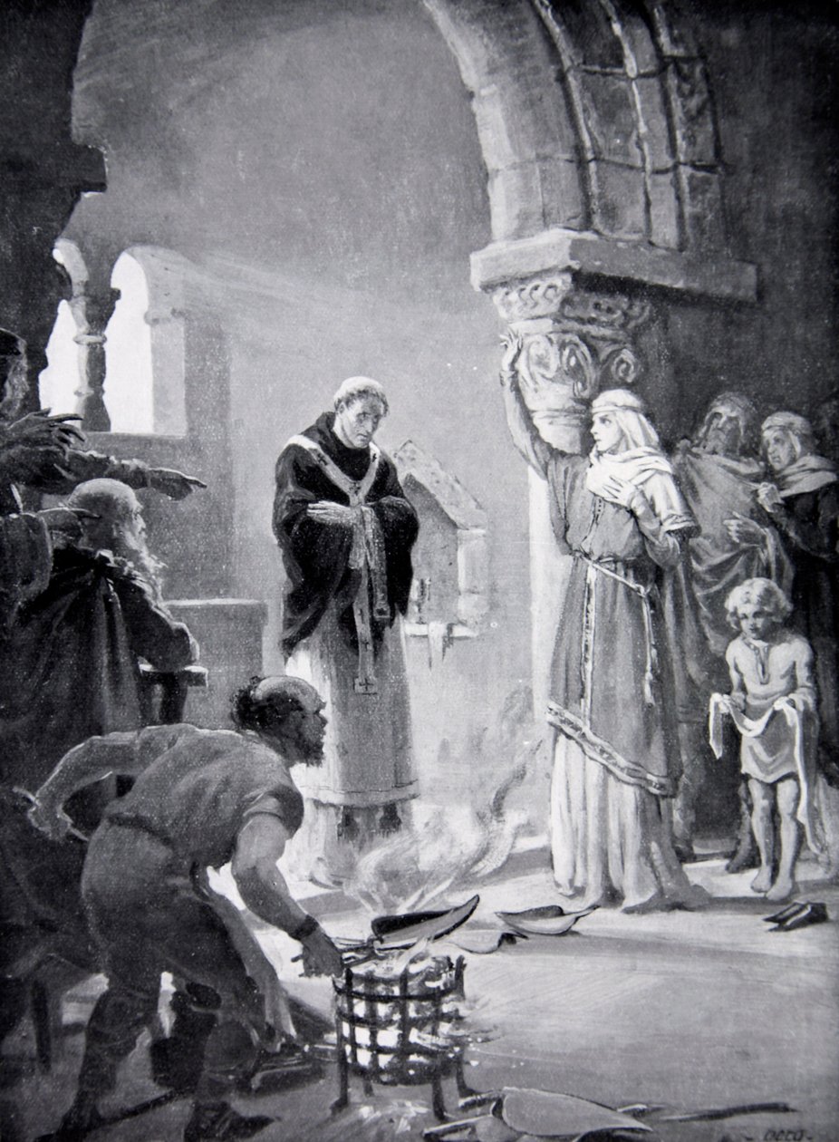 De nio plogbillarnas dom, illustration ur "Nationens historia" (litografi) av Margaret Dovaston