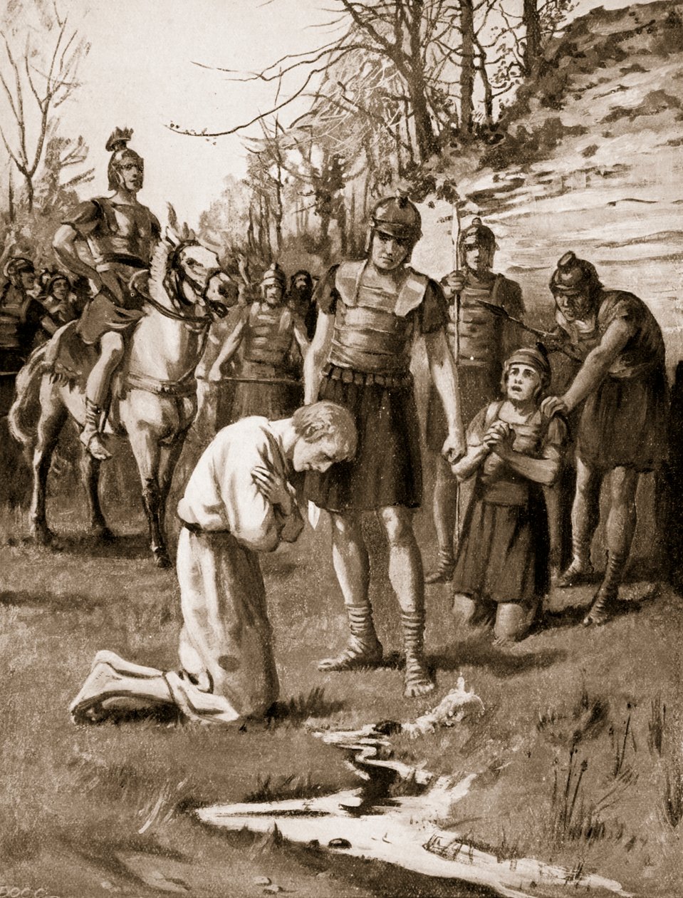 S:t Albans martyrium, ca 303, illustration från "Hutchinson