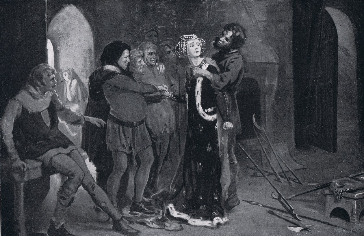 Den sköna jungfrun från Kent kysst av rebeller AD1381 av Margaret Dovaston