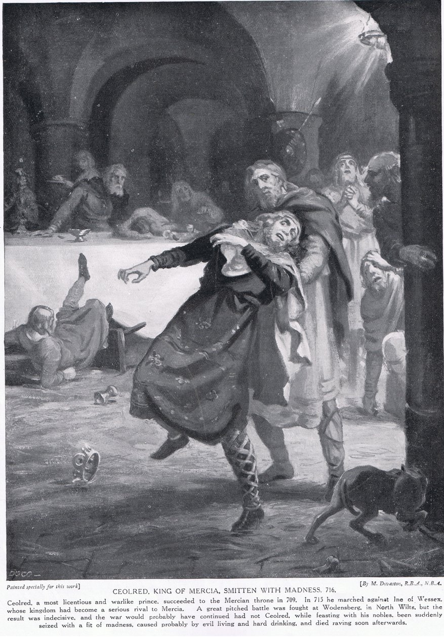 Kung Ceolred av Mercias vansinne AD 716 av Margaret Dovaston