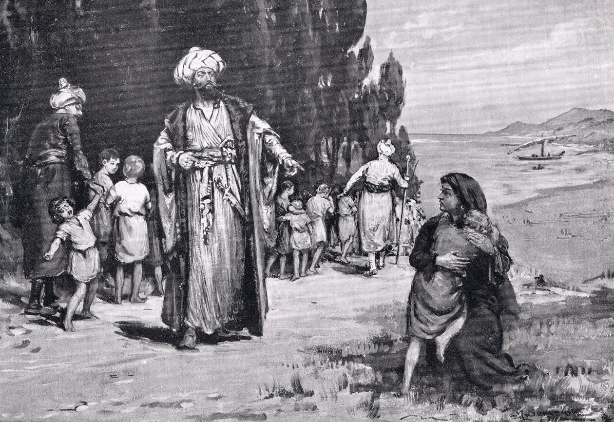 Barnens hyllning till turkarna, illustration från "Hutchinson