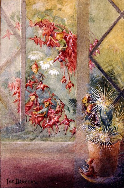 Dansarna (akvarell ombord) av Margaret E. Bayliss