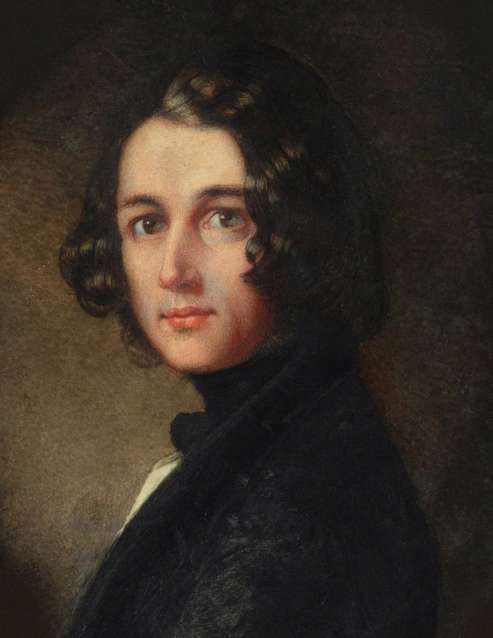 Porträtt av Charles Dickens Detail, 1843. av Margaret Gillies