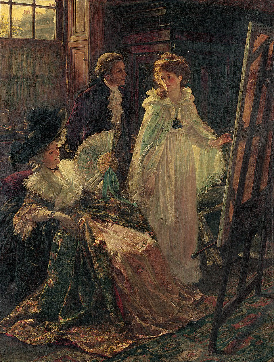 Miss Angel, Angelica Kauffman, introducerad av Lady Wentworth, besöker Mr. Reynolds" Studio, 1892 av Margaret Isabel Dicksee