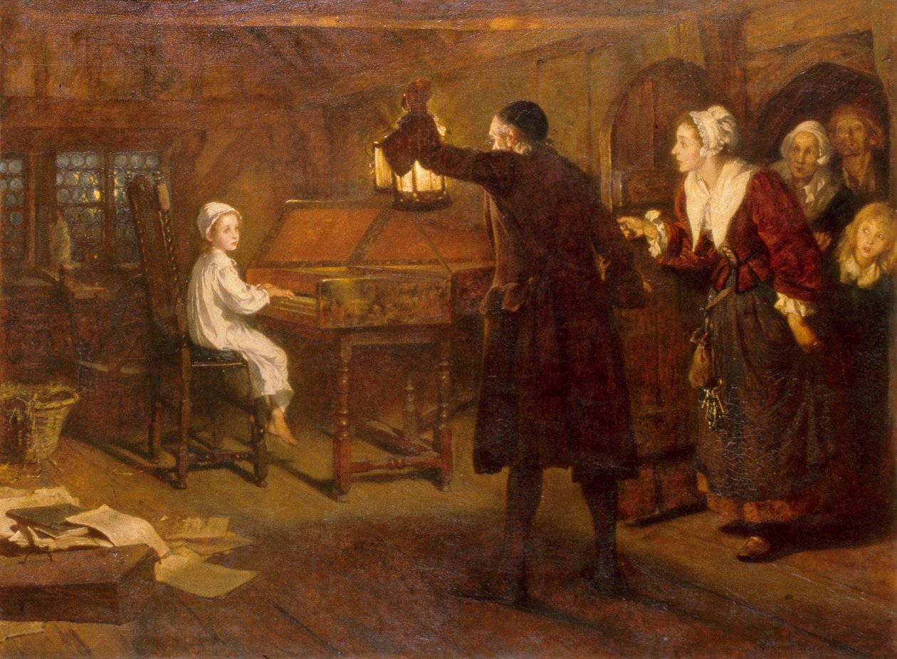 Barnet Händel, upptäckt av sina föräldrar av Margaret Isabel Dicksee