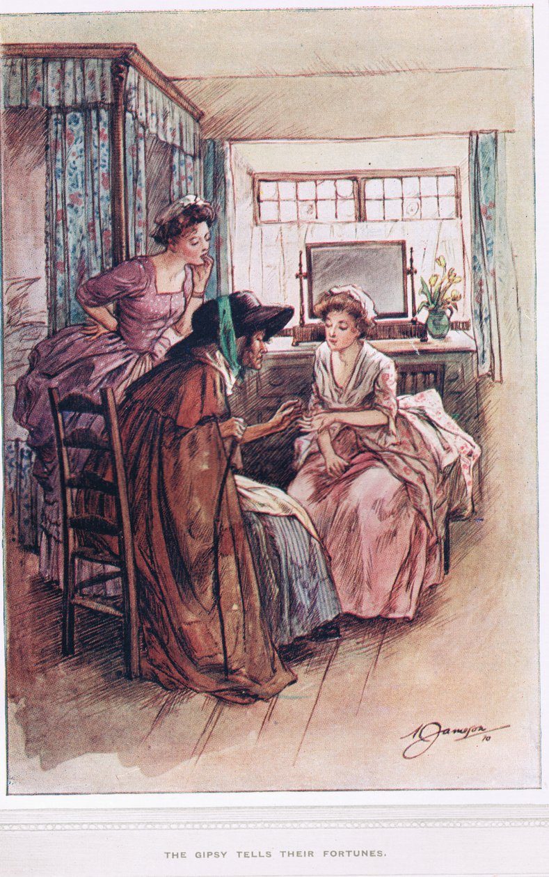 The Gipsy berättar sin förmögenhet, illustration från 