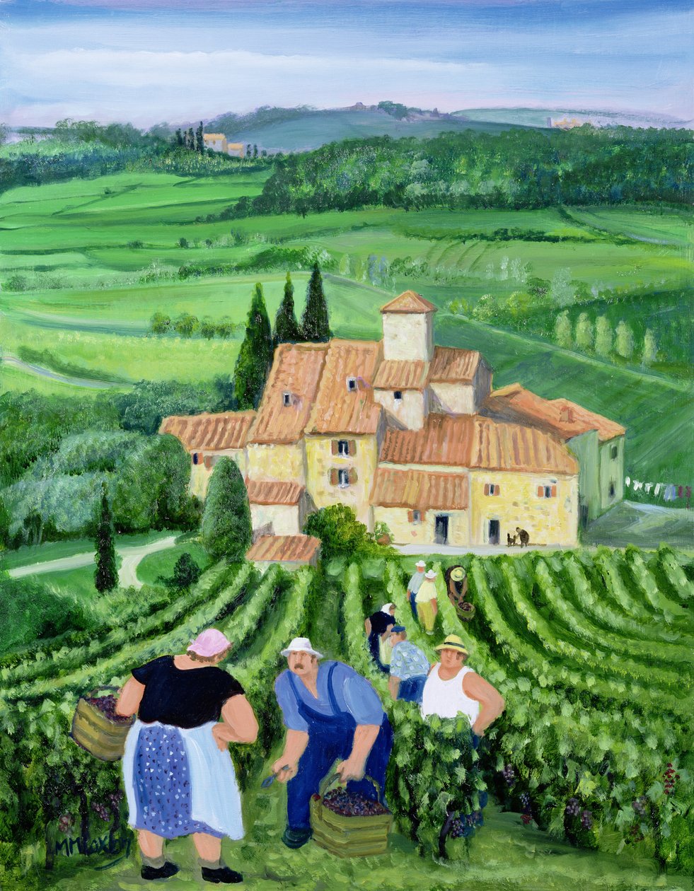 Castellina-in-Chianti (olja på duk) av Margaret Loxton