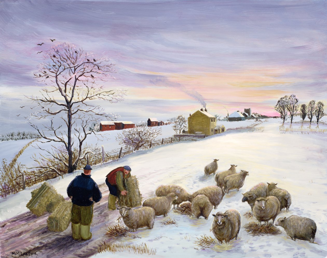 Utfodring av får på vintern av Margaret Loxton
