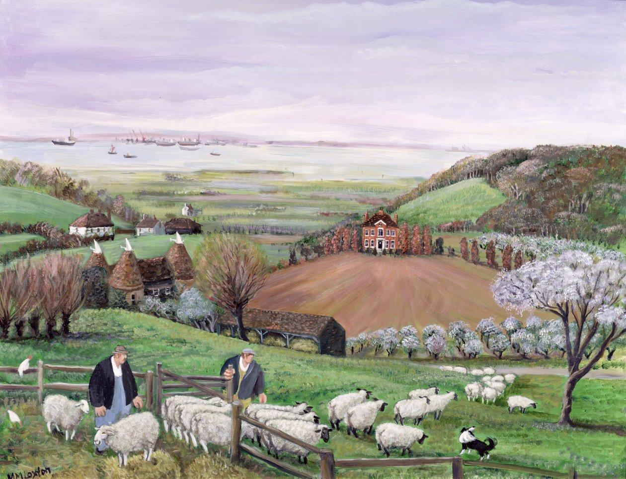 Thames View (olja på duk) av Margaret Loxton