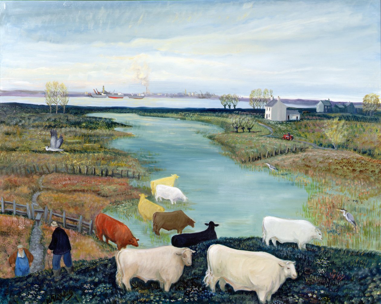 Windmill Creek (olja på duk) av Margaret Loxton
