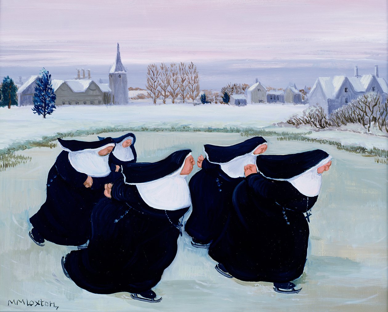 Vinter i klostret (gouache på papper) av Margaret Loxton
