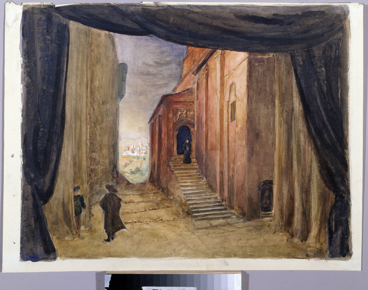 Dekor som förberedelse för operan "Pierres gäst", av Alexandre Dargomyjski (1813-1869) av Margarita Genrichovna Genke Shifrina