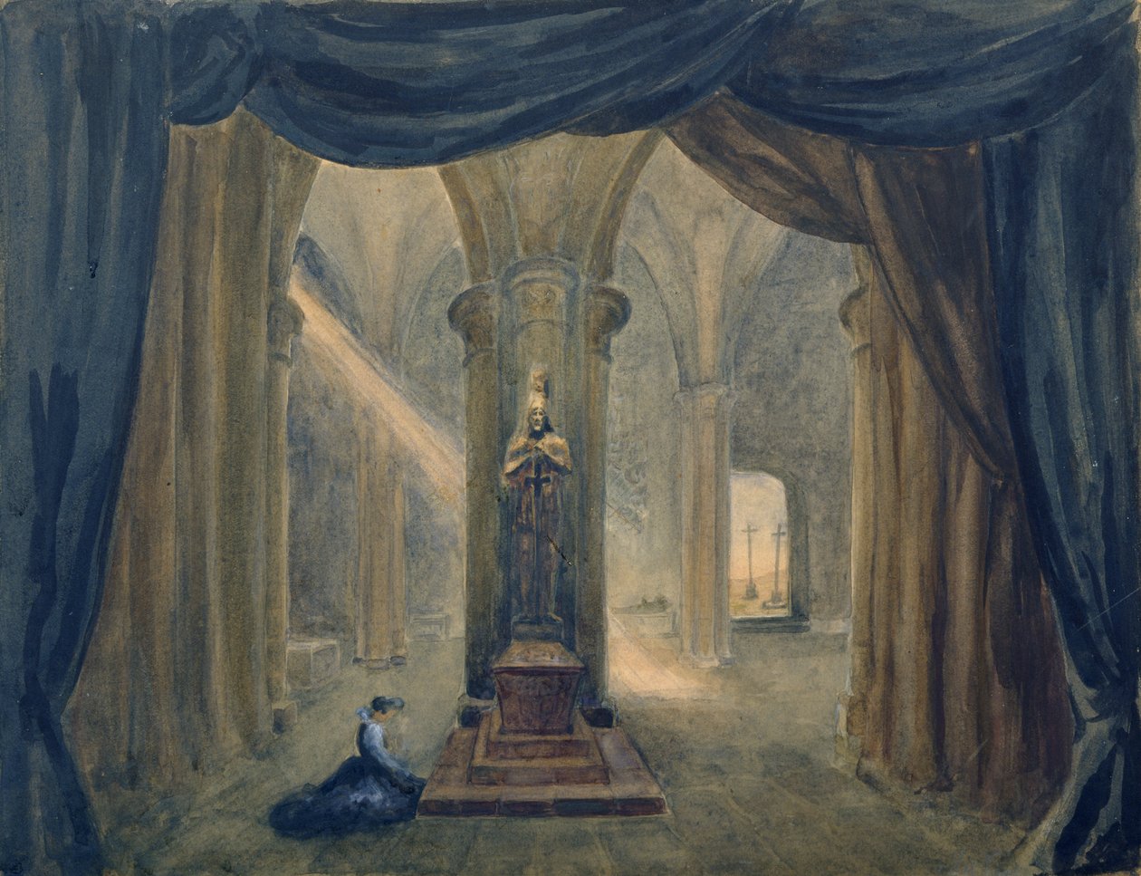 Scenografi för Alexander Dargomyzhskys "The Stone Guest av Margarita Genrichovna Genke Shifrina