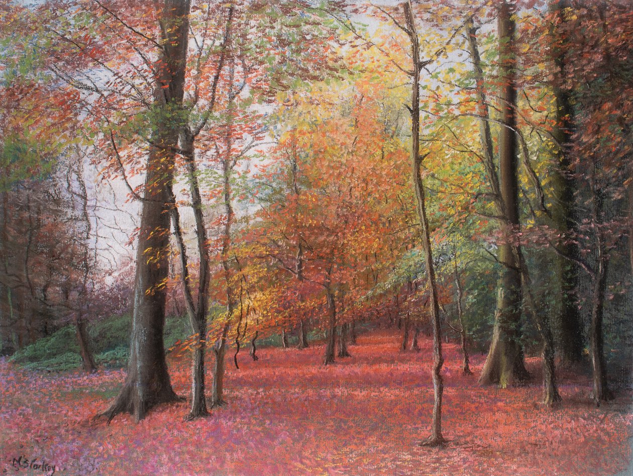 Höst i skogen, 1999 (pastell) av Margo Starkey