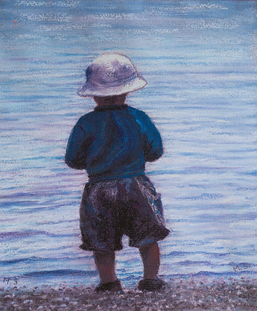 Funderar på att simma, 2019 (pastell) av Margo Starkey